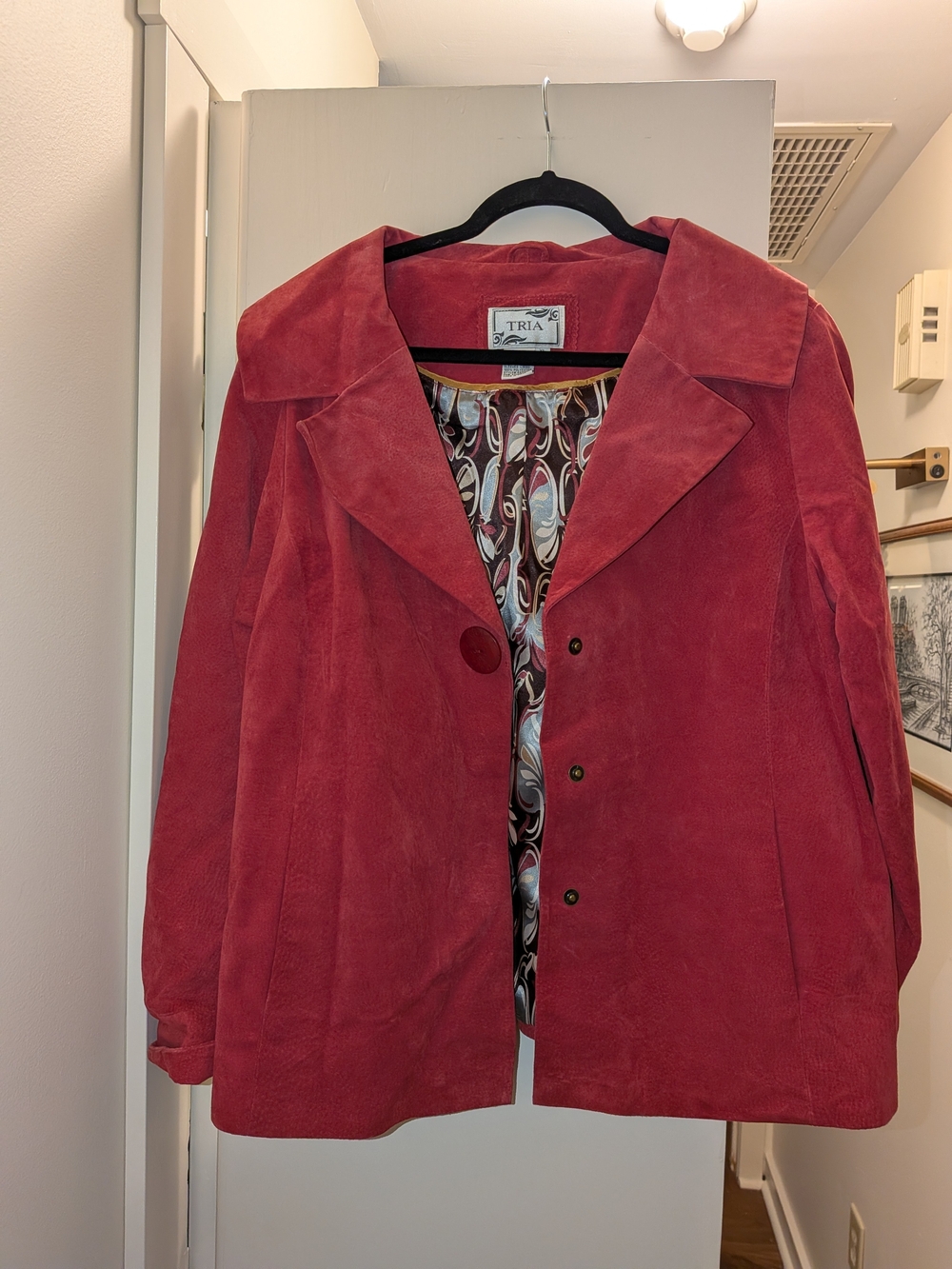 Tria Pinkish Red Leather Women's Jacket Size XL